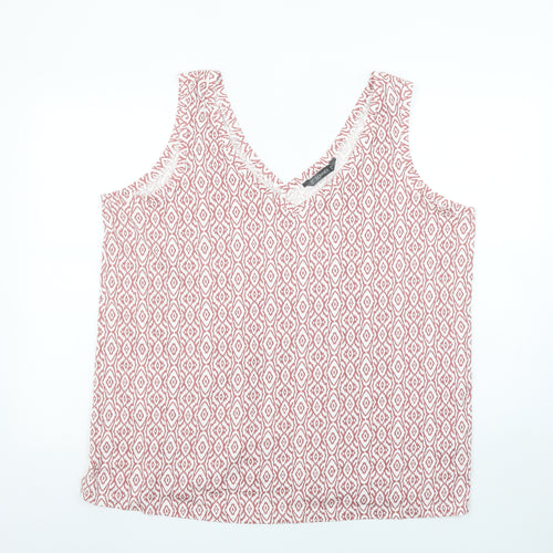 Dunnes Stores Women Pink Geometric V-Neck Tank Top XL