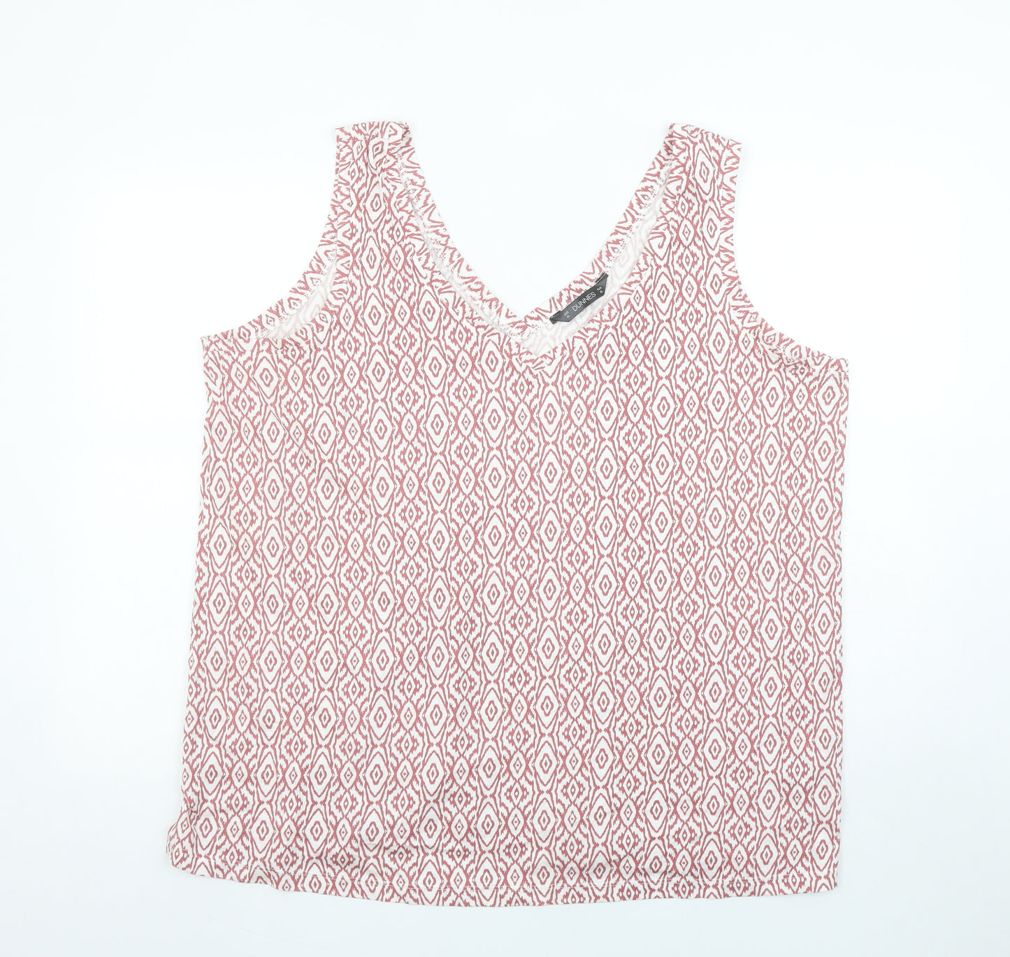 Dunnes Stores Women Pink Geometric V-Neck Tank Top XL