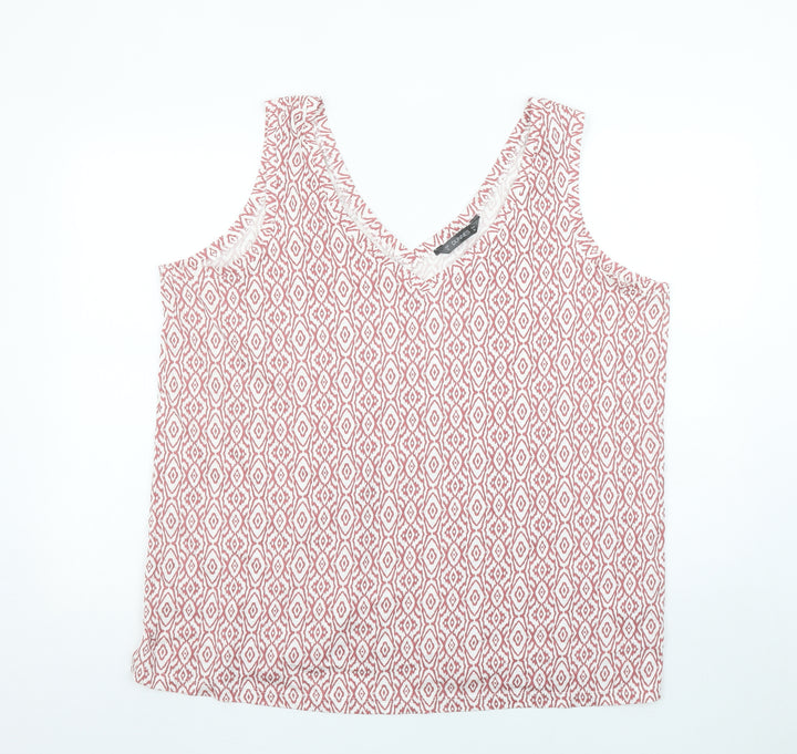 Dunnes Stores Women Pink Geometric V-Neck Tank Top XL