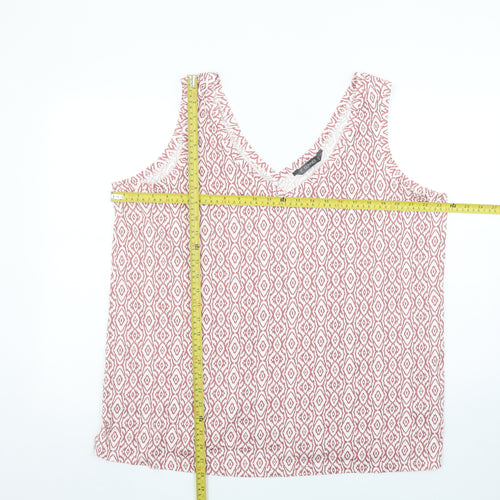 Dunnes Stores Women Pink Geometric V-Neck Tank Top XL