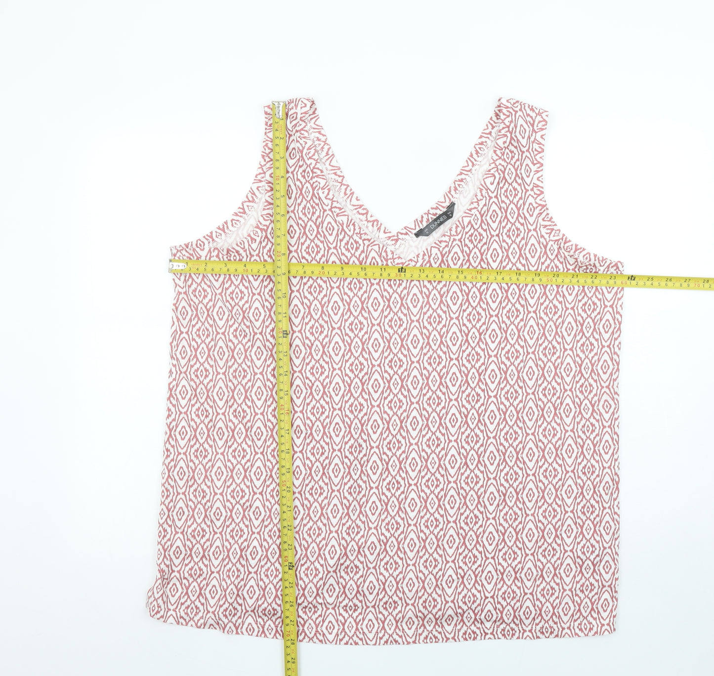 Dunnes Stores Women Pink Geometric V-Neck Tank Top XL