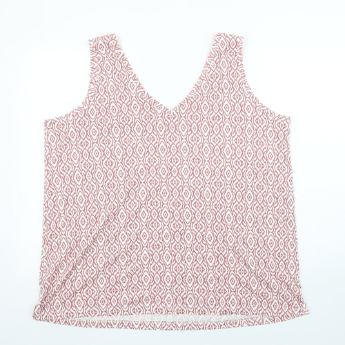 Dunnes Stores Women Pink Geometric V-Neck Tank Top XL