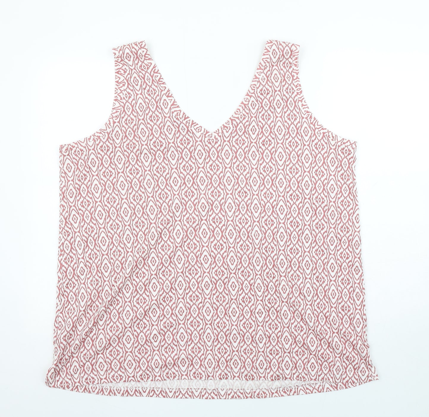 Dunnes Stores Women Pink Geometric V-Neck Tank Top XL