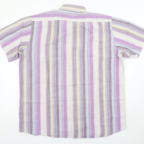 Carraig Donn Men’s Multicoloured Striped Cotton Short Sleeve XL Shirt