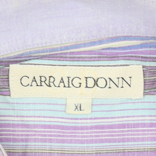 Carraig Donn Men’s Multicoloured Striped Cotton Short Sleeve XL Shirt