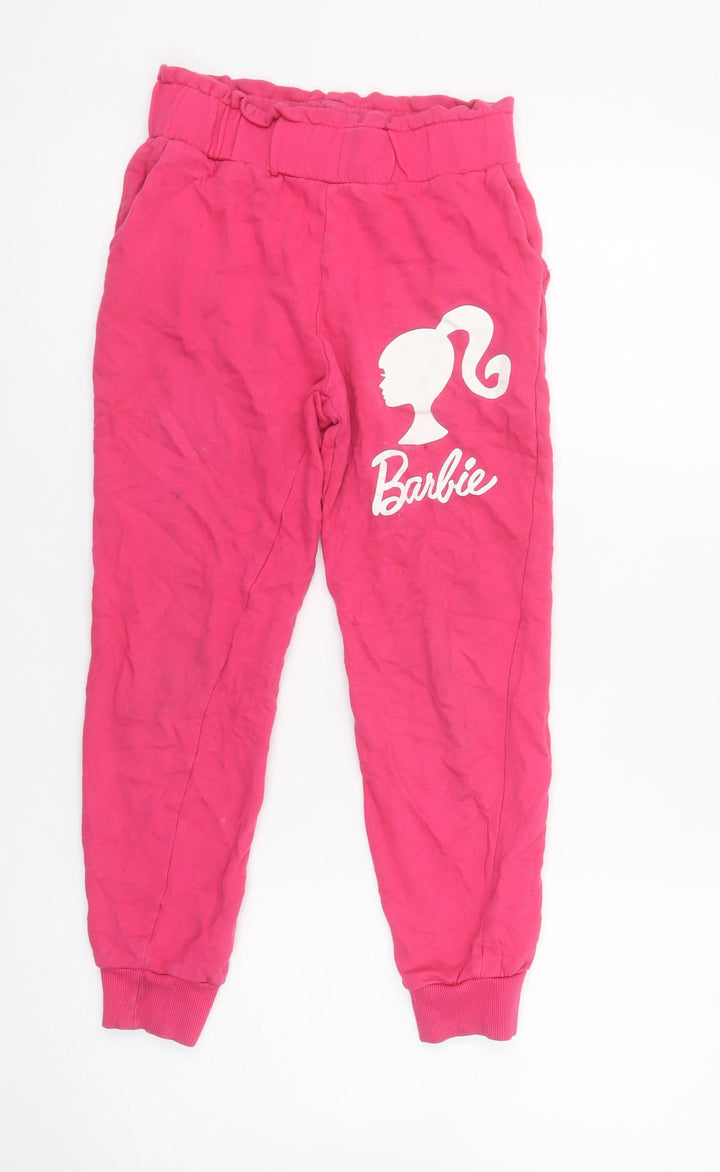 Barbie Girls Pink Cotton Jogger Trousers Size 10 Years