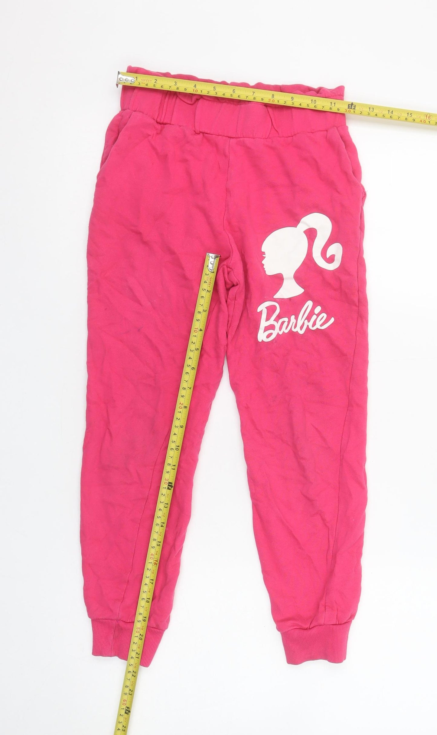 Barbie Girls Pink Cotton Jogger Trousers Size 10 Years