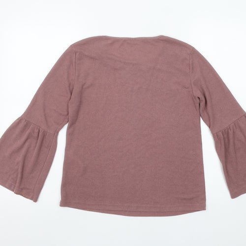 Jacqueline de Yong Women's Pink Bell Sleeve Jersey Top Size S