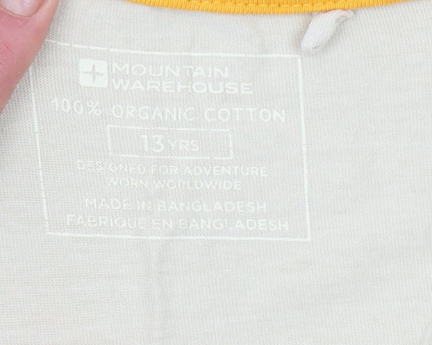 Mountain Warehouse Boys Beige & Orange Outdoor Graphic Cotton T-Shirt 13 Years