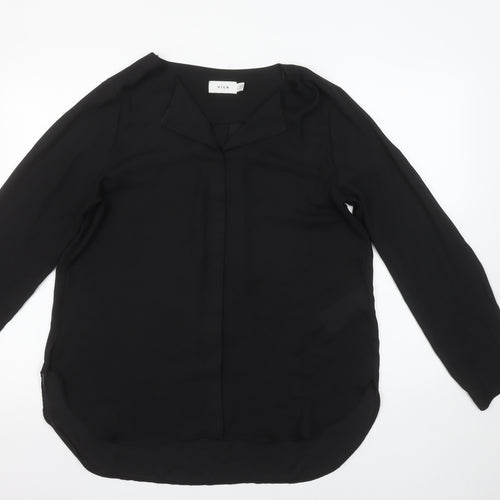 Vila Women's Black Long Sleeve Chiffon Blouse Size L