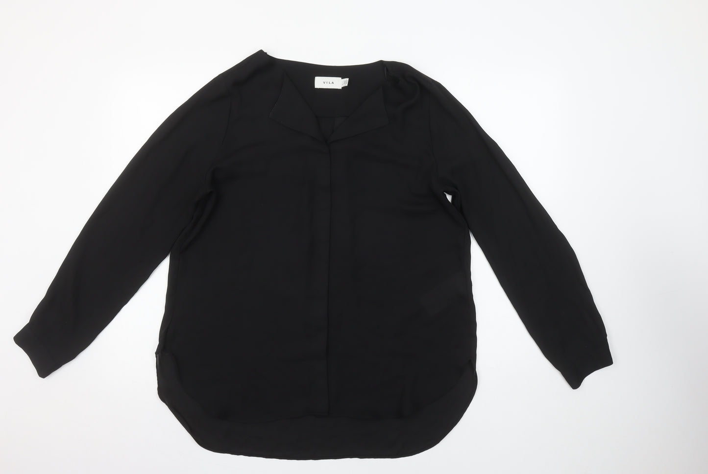 Vila Women's Black Long Sleeve Chiffon Blouse Size L