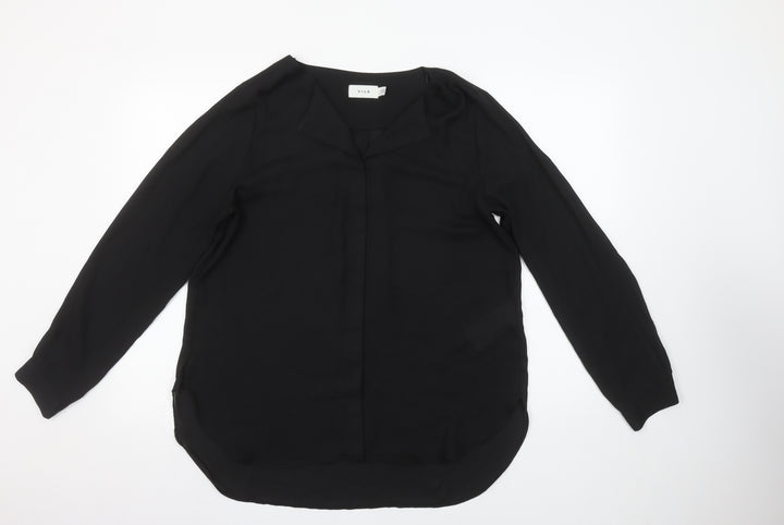 Vila Women's Black Long Sleeve Chiffon Blouse Size L
