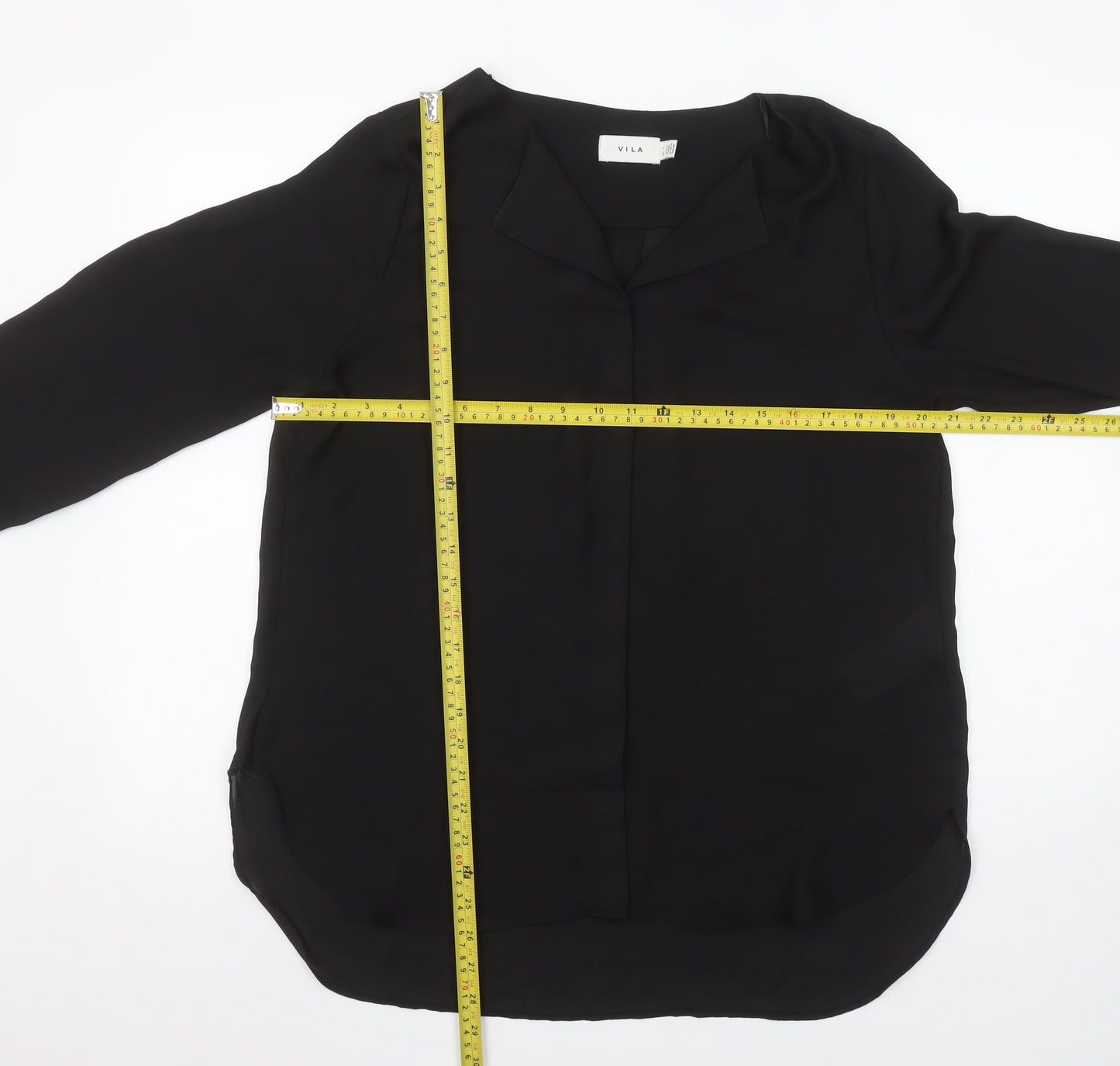 Vila Women's Black Long Sleeve Chiffon Blouse Size L