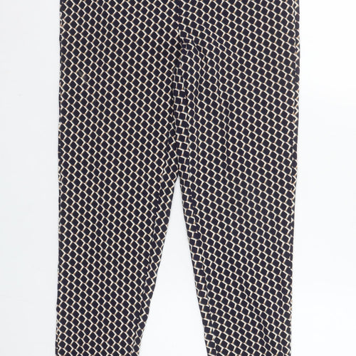 Julipa Womens Blue Geometric Print Tapered Jersey Trousers UK 12
