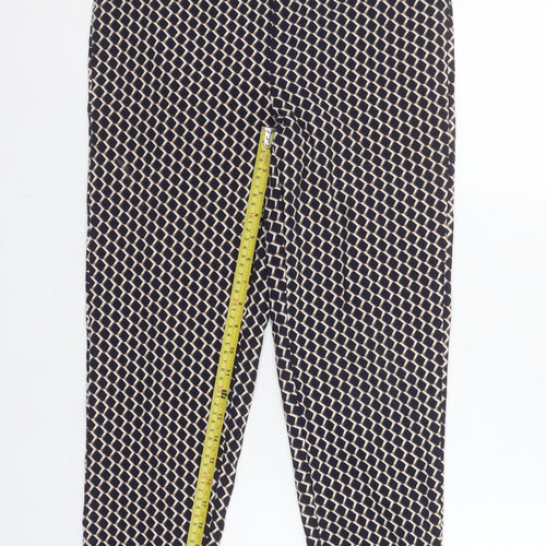 Julipa Womens Blue Geometric Print Tapered Jersey Trousers UK 12