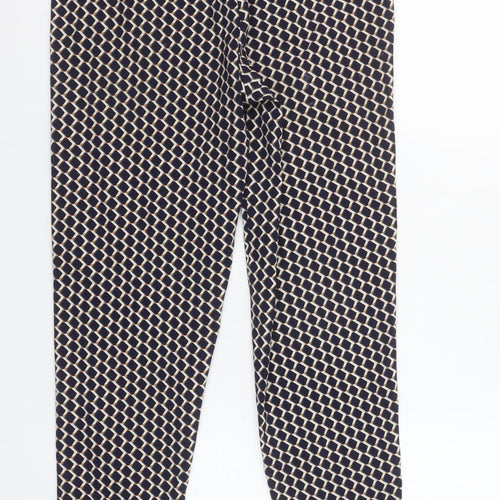 Julipa Womens Blue Geometric Print Tapered Jersey Trousers UK 12