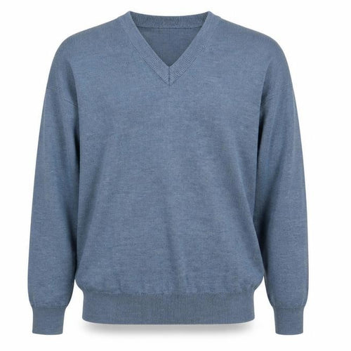 Franco Ponti Mens Blue Wool V-Neck Jumper Size L Classic Knit