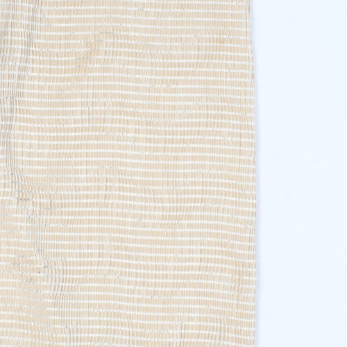 Elvi Women’s Beige Wide-Leg Trousers Size 12 Lightweight Polyester