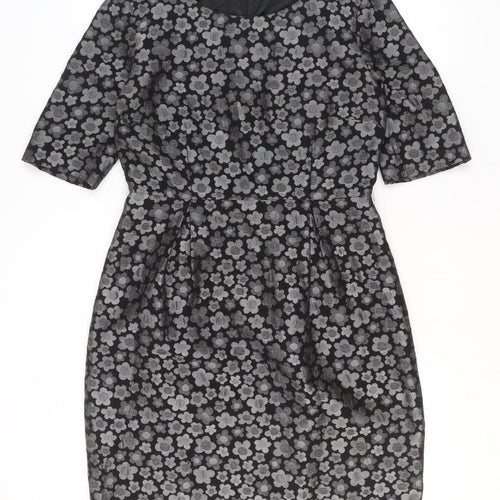 Great Plains Women’s Black Floral Sheath Dress Size 12 Knee Length