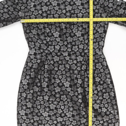 Great Plains Women’s Black Floral Sheath Dress Size 12 Knee Length