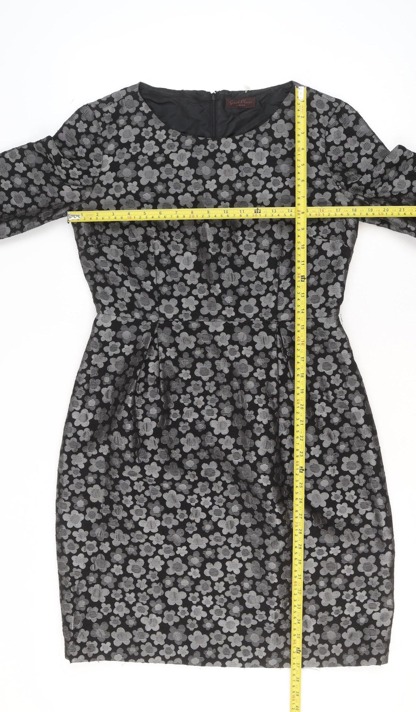 Great Plains Women’s Black Floral Sheath Dress Size 12 Knee Length
