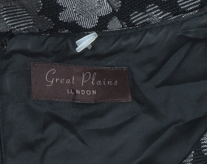 Great Plains Women’s Black Floral Sheath Dress Size 12 Knee Length