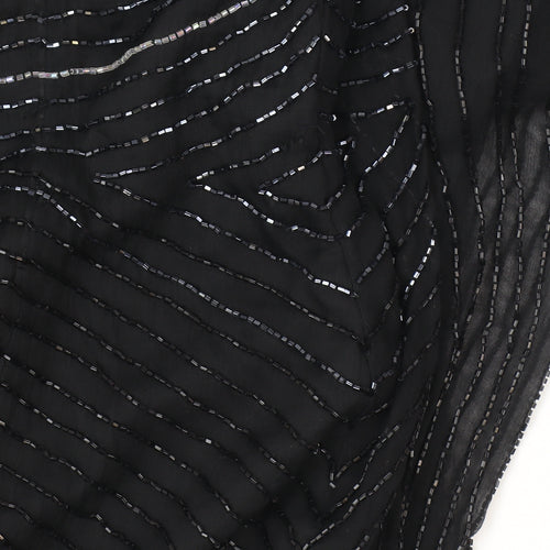 Roots Womens Black Beaded Bodycon Midi Dress Size 10 Elegant Cocktail