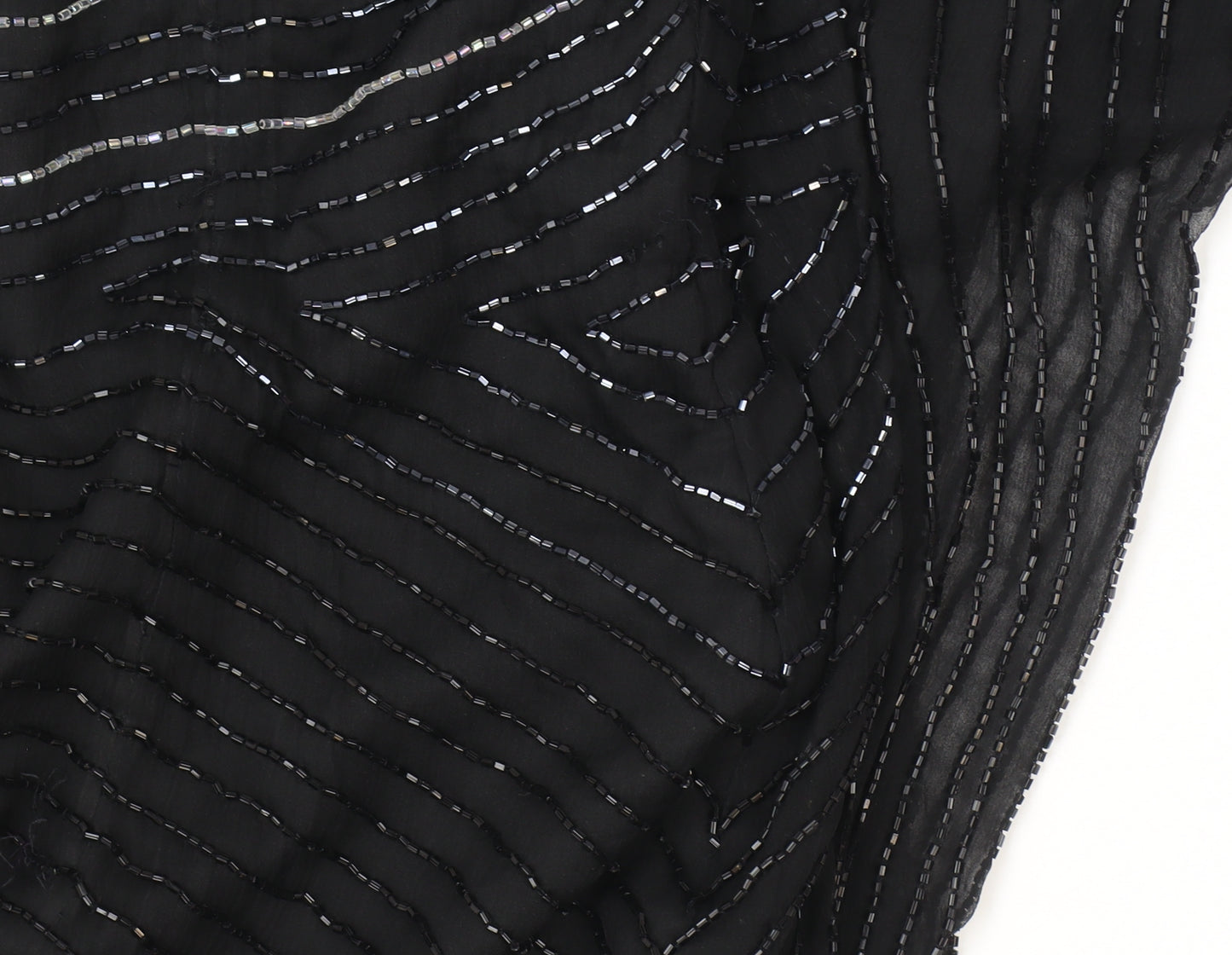 Roots Womens Black Beaded Bodycon Midi Dress Size 10 Elegant Cocktail