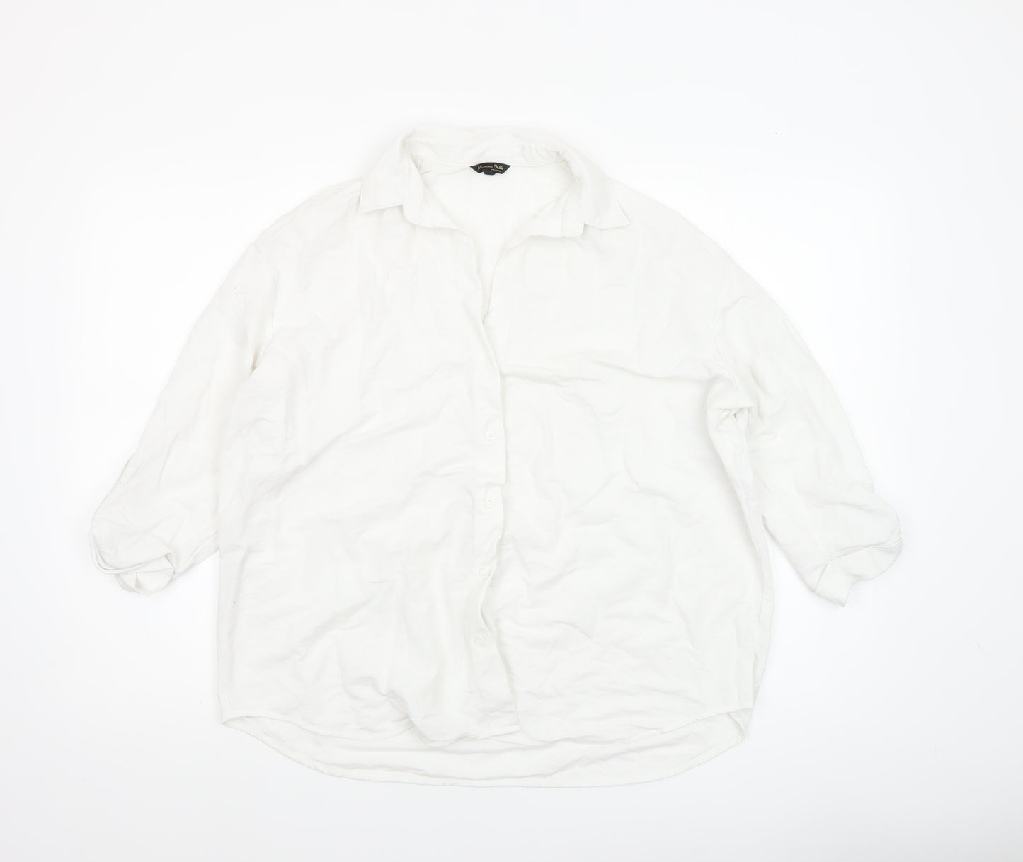 Massimo Dutti Women's White Cotton Button-Up Shirt Size 12