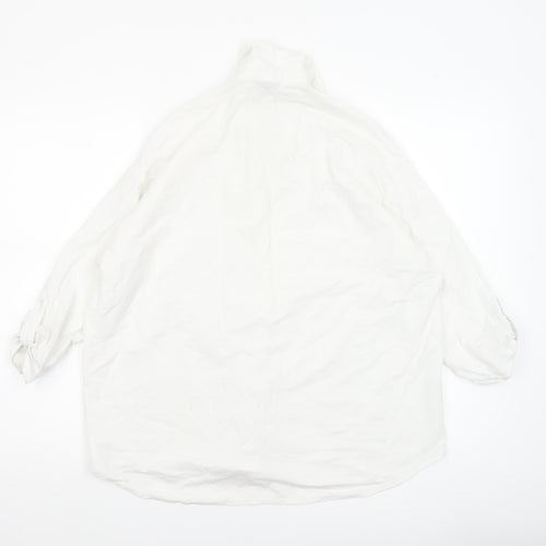 Massimo Dutti Women's White Cotton Button-Up Shirt Size 12