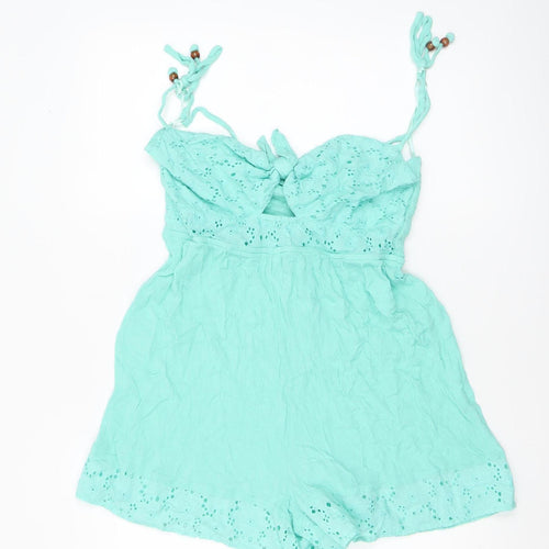 River Island Women’s Green Crochet Lace Trim Playsuit Size M