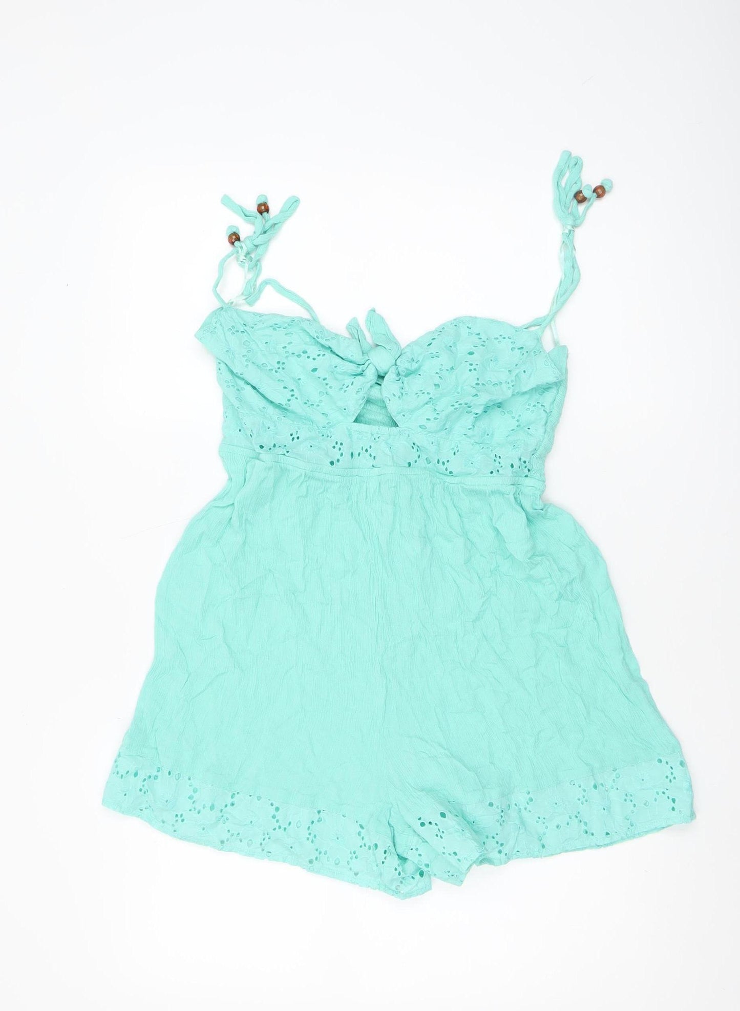 River Island Women’s Green Crochet Lace Trim Playsuit Size M
