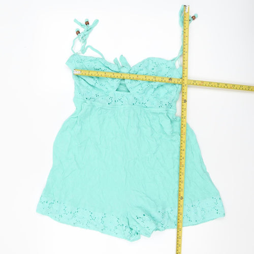 River Island Women’s Green Crochet Lace Trim Playsuit Size M