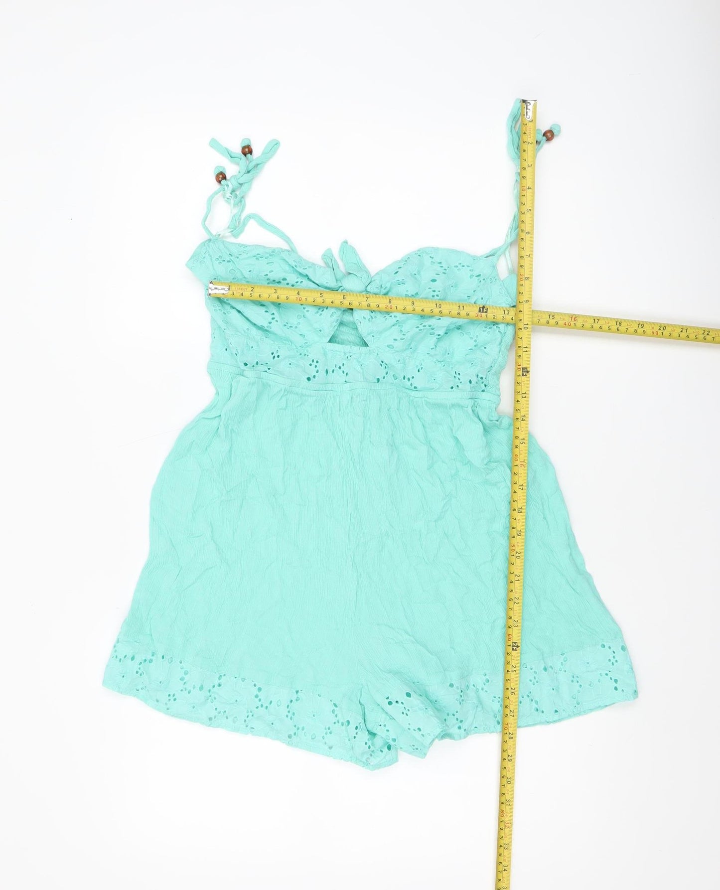 River Island Women’s Green Crochet Lace Trim Playsuit Size M