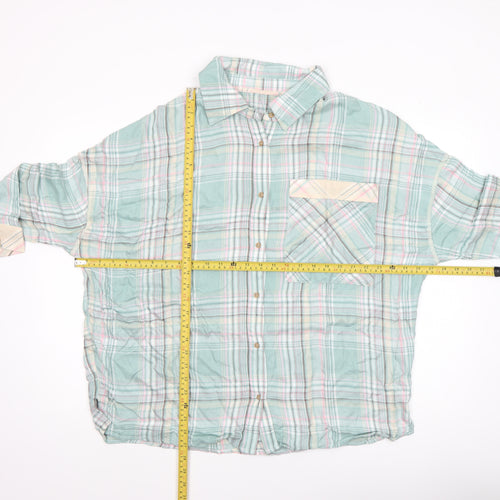 Dunnes Stores Womens Green Check Nightshirt Size 12-14 Viscose Collared
