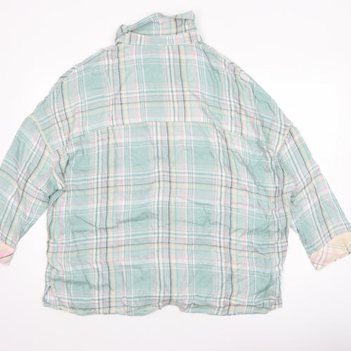 Dunnes Stores Womens Green Check Nightshirt Size 12-14 Viscose Collared