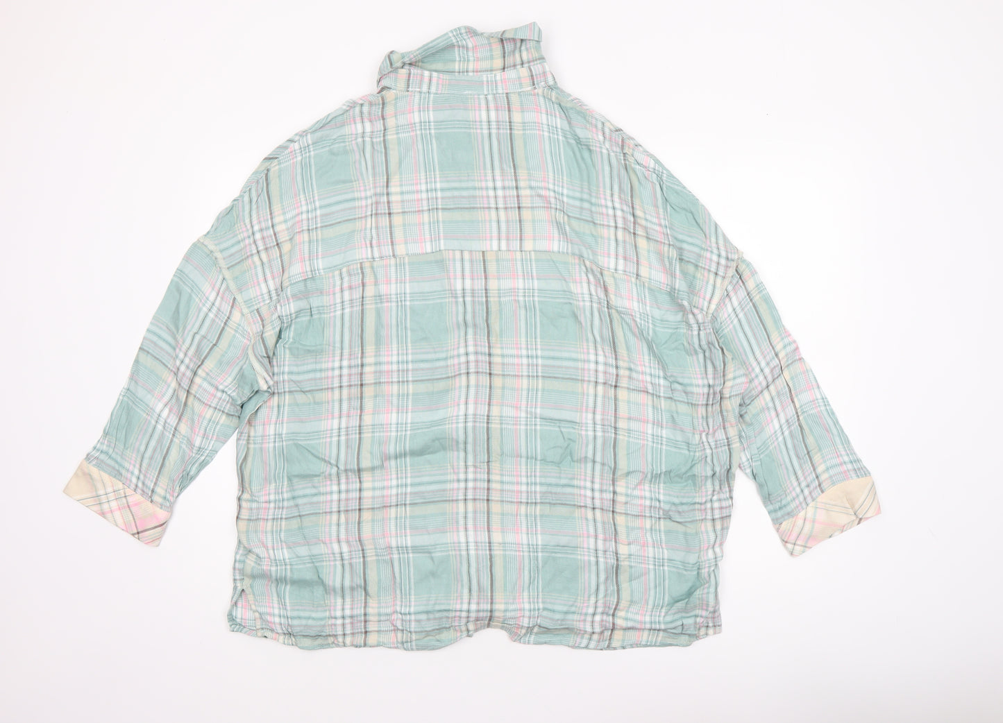 Dunnes Stores Womens Green Check Nightshirt Size 12-14 Viscose Collared