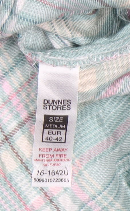 Dunnes Stores Womens Green Check Nightshirt Size 12-14 Viscose Collared