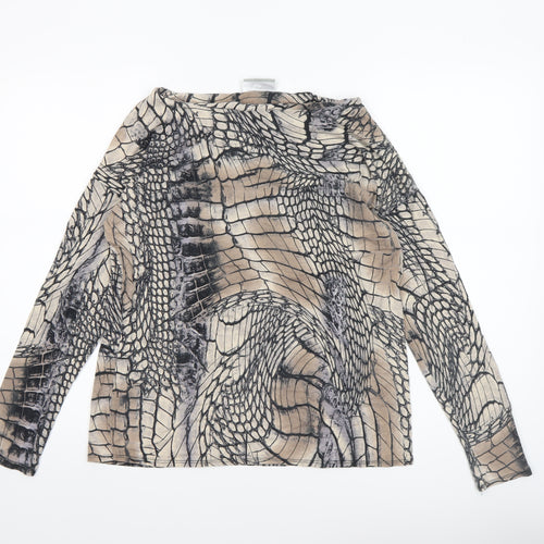 Wallis Women’s Beige Animal Print Long Sleeve Jersey Blouse M