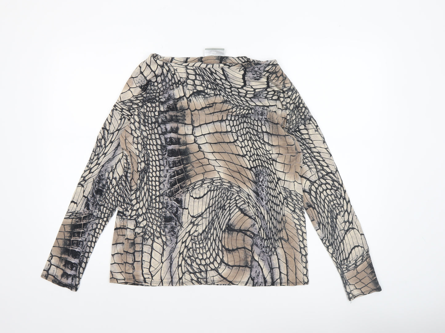 Wallis Women’s Beige Animal Print Long Sleeve Jersey Blouse M