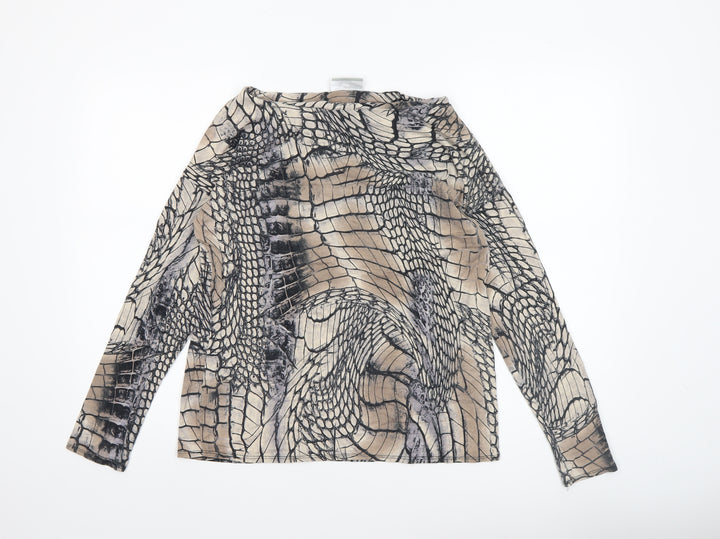 Wallis Women’s Beige Animal Print Long Sleeve Jersey Blouse M