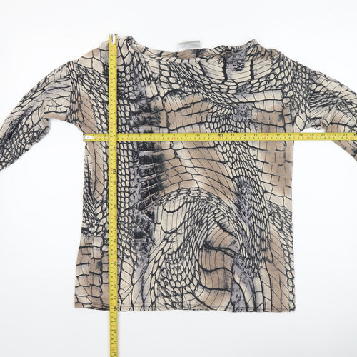 Wallis Women’s Beige Animal Print Long Sleeve Jersey Blouse M