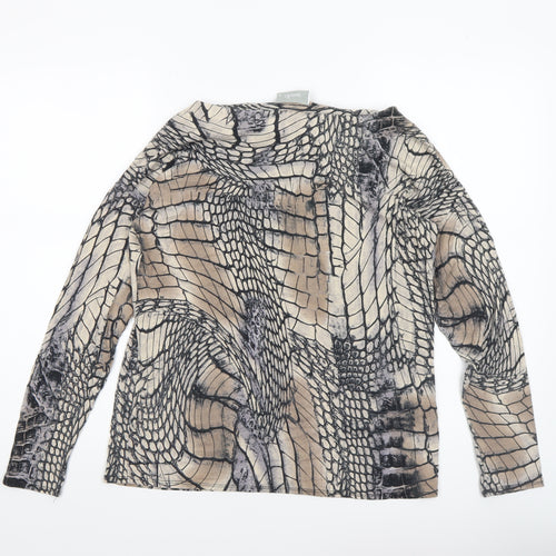 Wallis Women’s Beige Animal Print Long Sleeve Jersey Blouse M