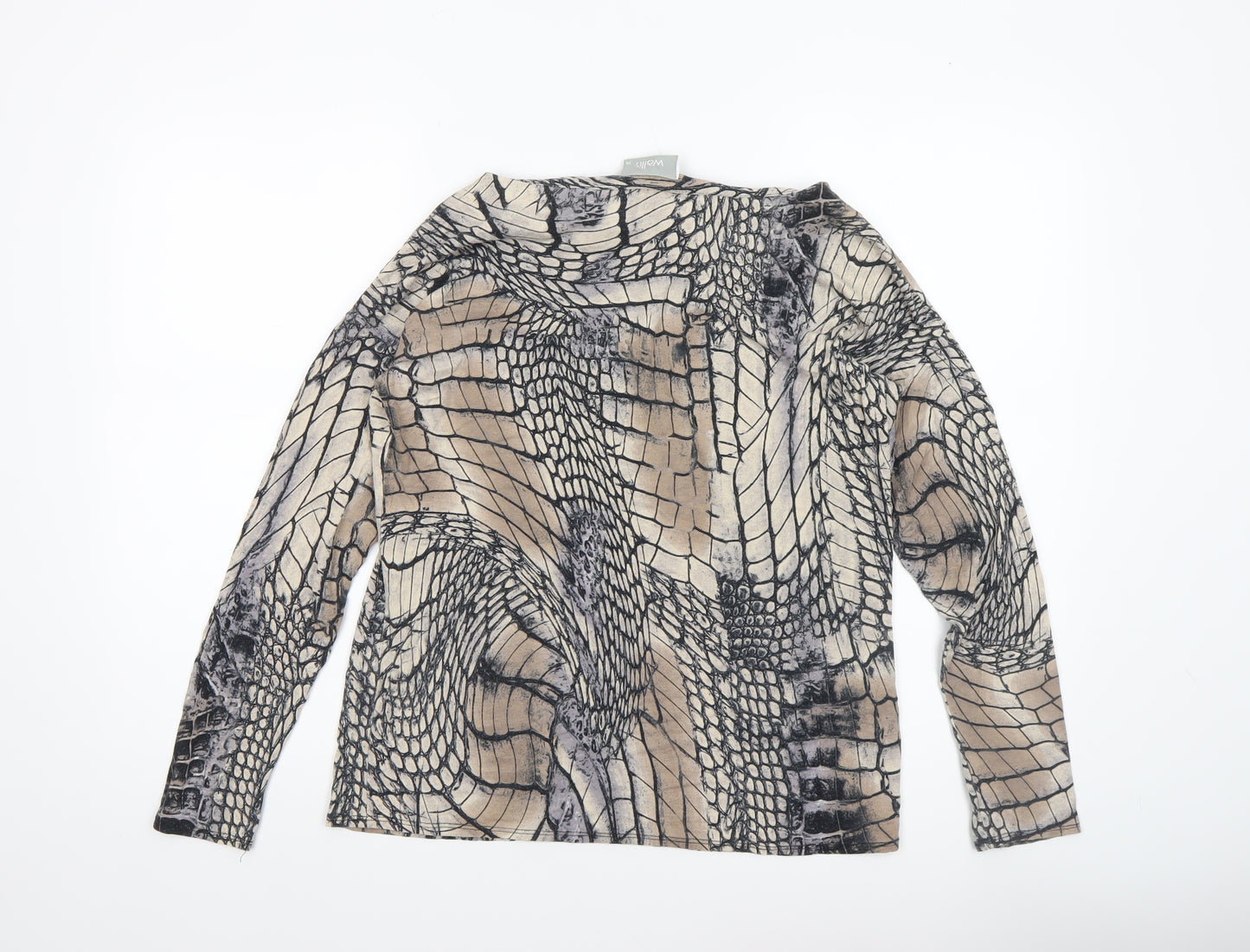 Wallis Women’s Beige Animal Print Long Sleeve Jersey Blouse M