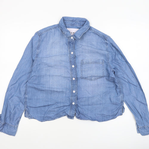 Lola River Women's Blue Lyocell Denim Button-Up Shirt Size S