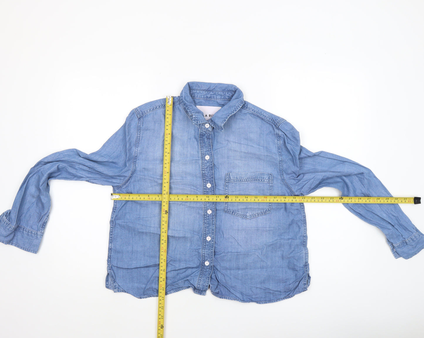 Lola River Women's Blue Lyocell Denim Button-Up Shirt Size S