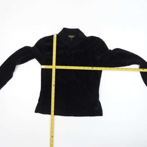 Juicy Couture Women’s Black Velour Long Sleeve Polo Top Size S