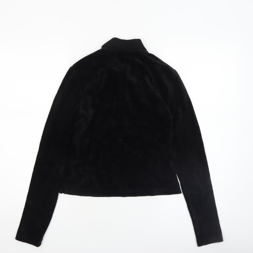 Juicy Couture Women’s Black Velour Long Sleeve Polo Top Size S