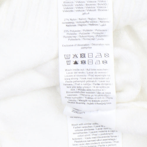 VILA Womens Ivory V-Neck Knit Jumper Size 2XS