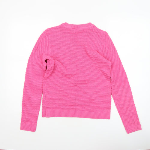 Vila Womens Pink Knitted Cotton Crew Neck Jumper Size S